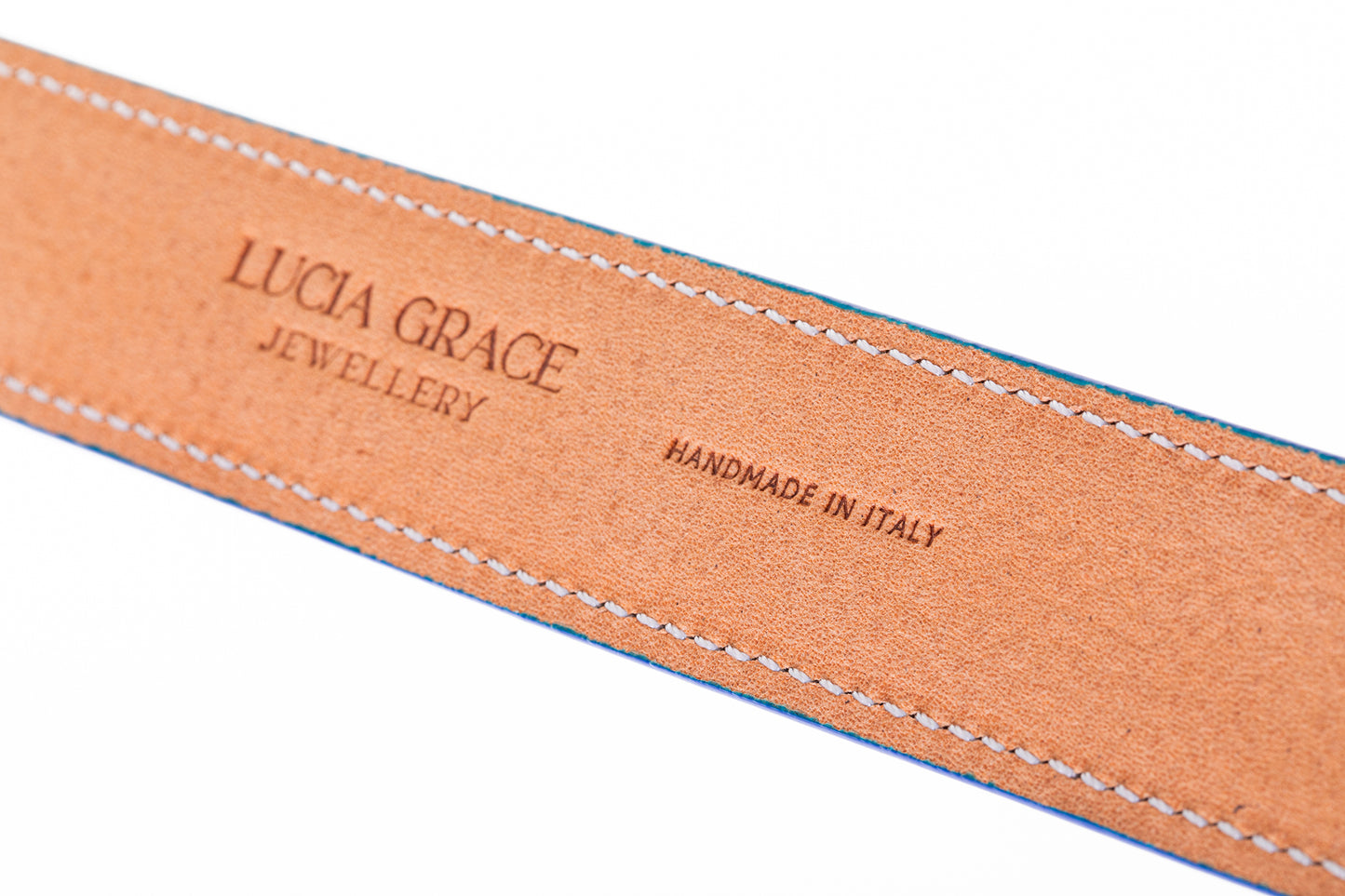 Italian Leather Dog Collar Blue