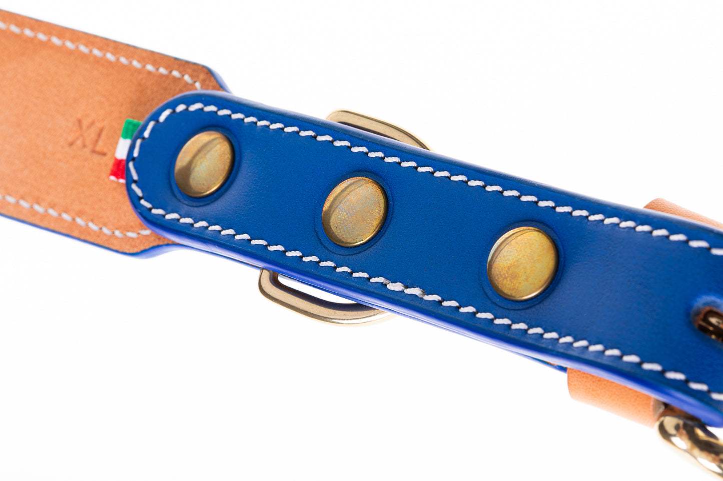 Italian Leather Dog Collar Blue