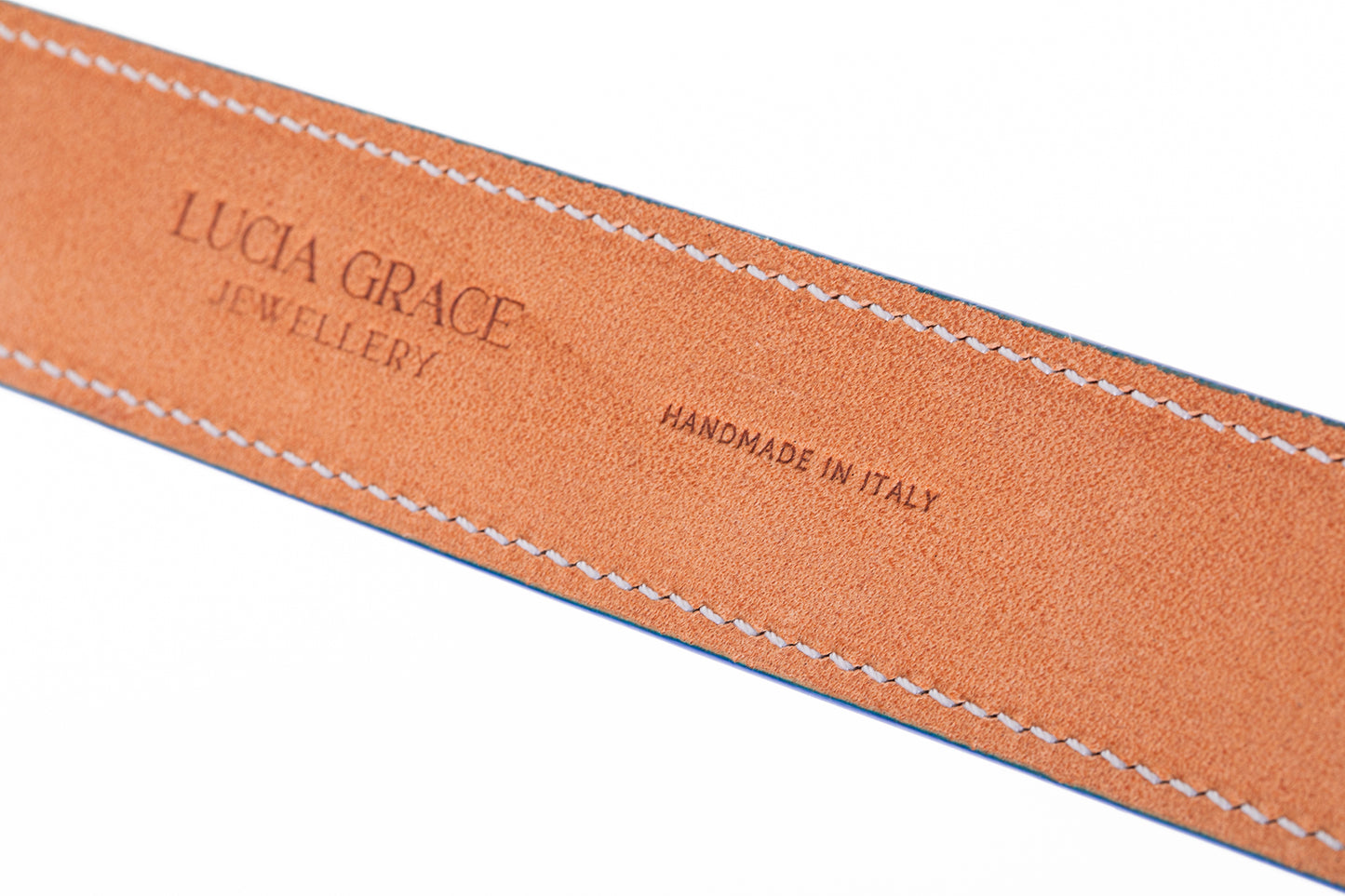 Italian Leather Dog Collar Blue