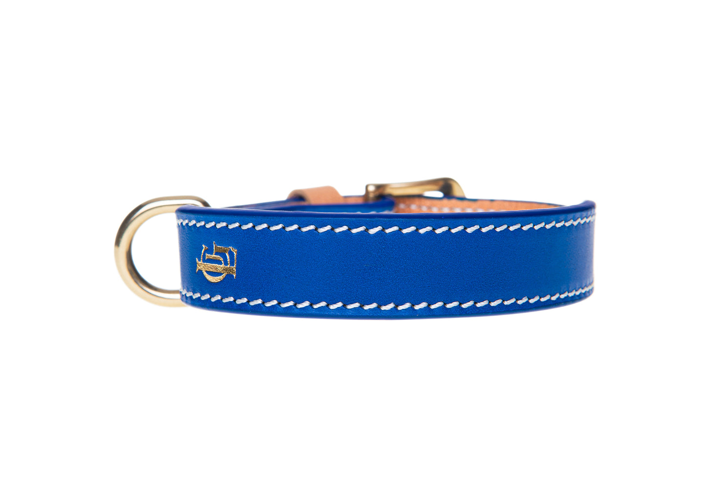 Italian Leather Dog Collar Blue