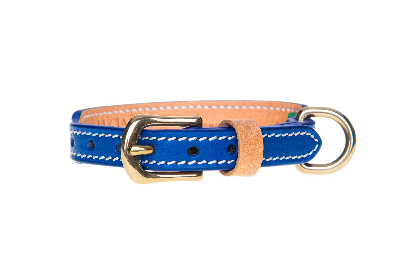 Italian Leather Dog Collar Blue