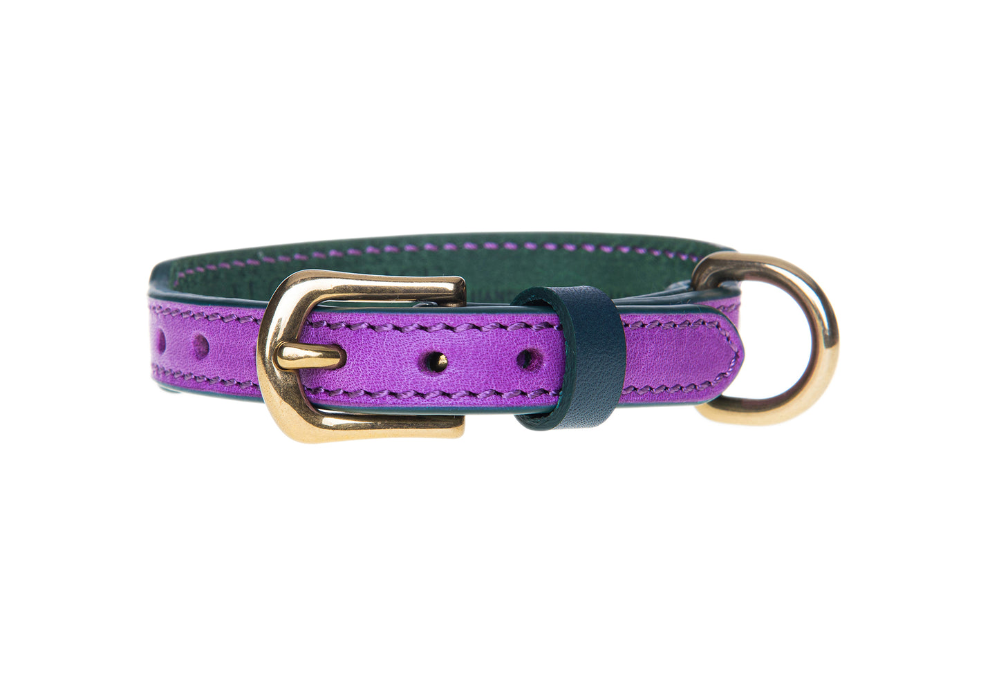 Italian Leather Dog Collar Purple