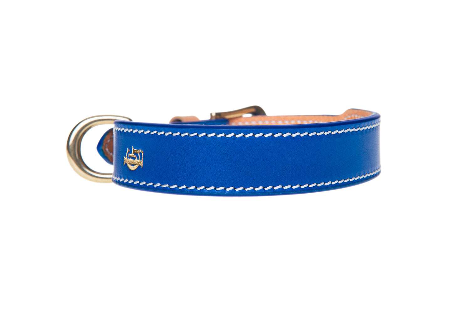 Italian Leather Dog Collar Blue