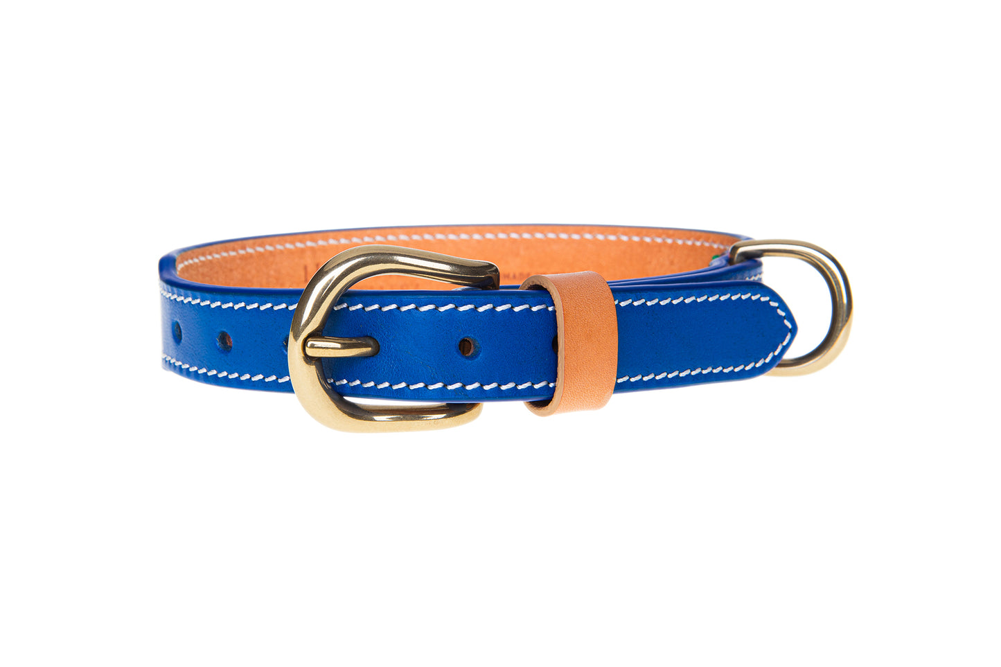 Italian Leather Dog Collar Blue