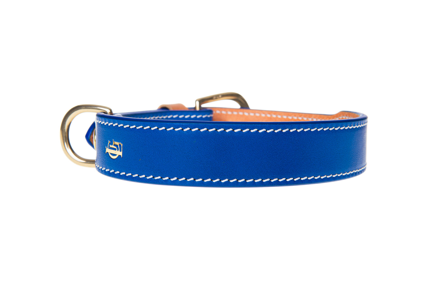 Italian Leather Dog Collar Blue