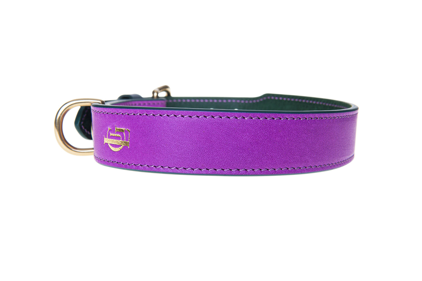 Italian Leather Dog Collar Purple