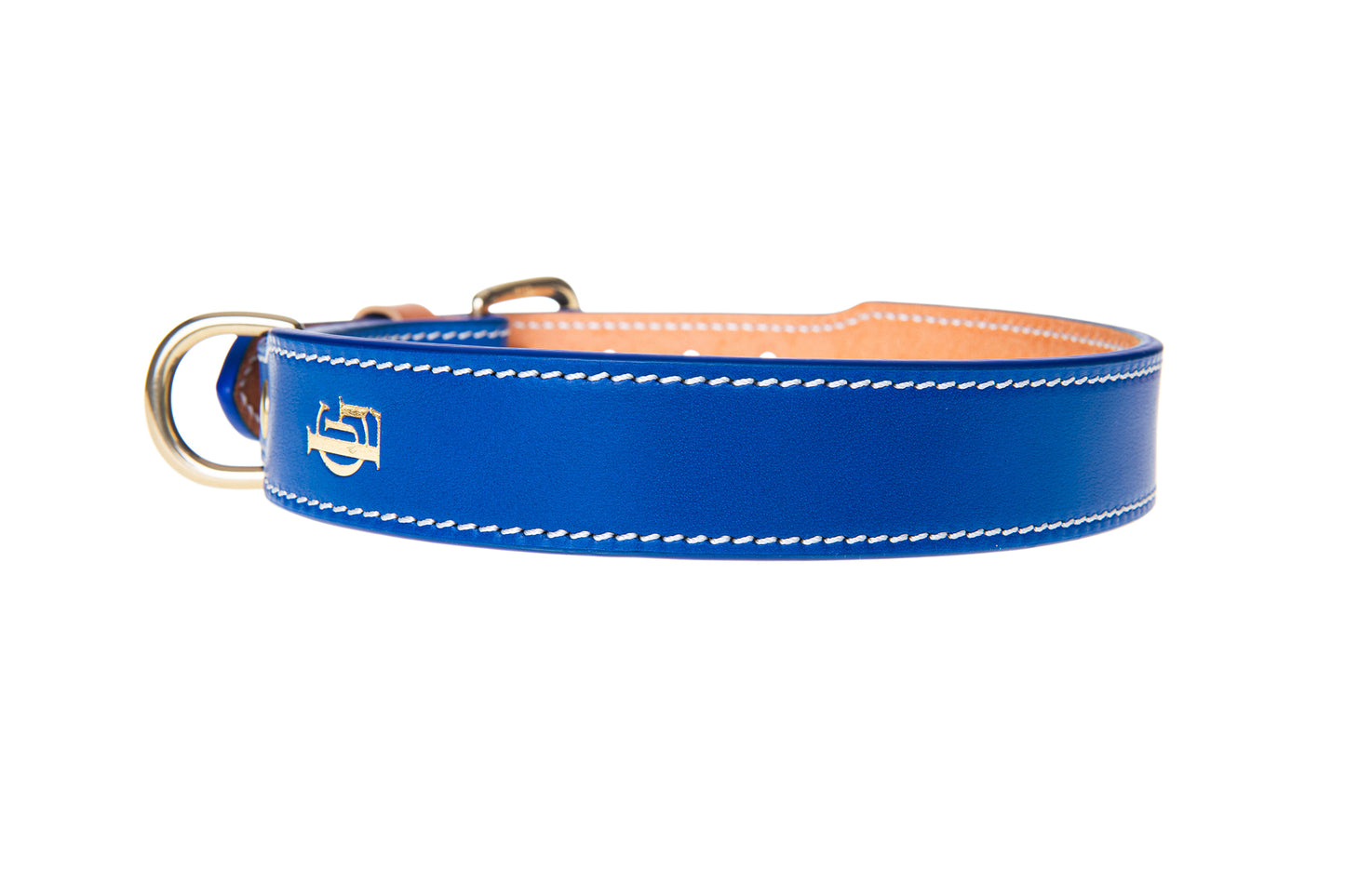 Italian Leather Dog Collar Blue