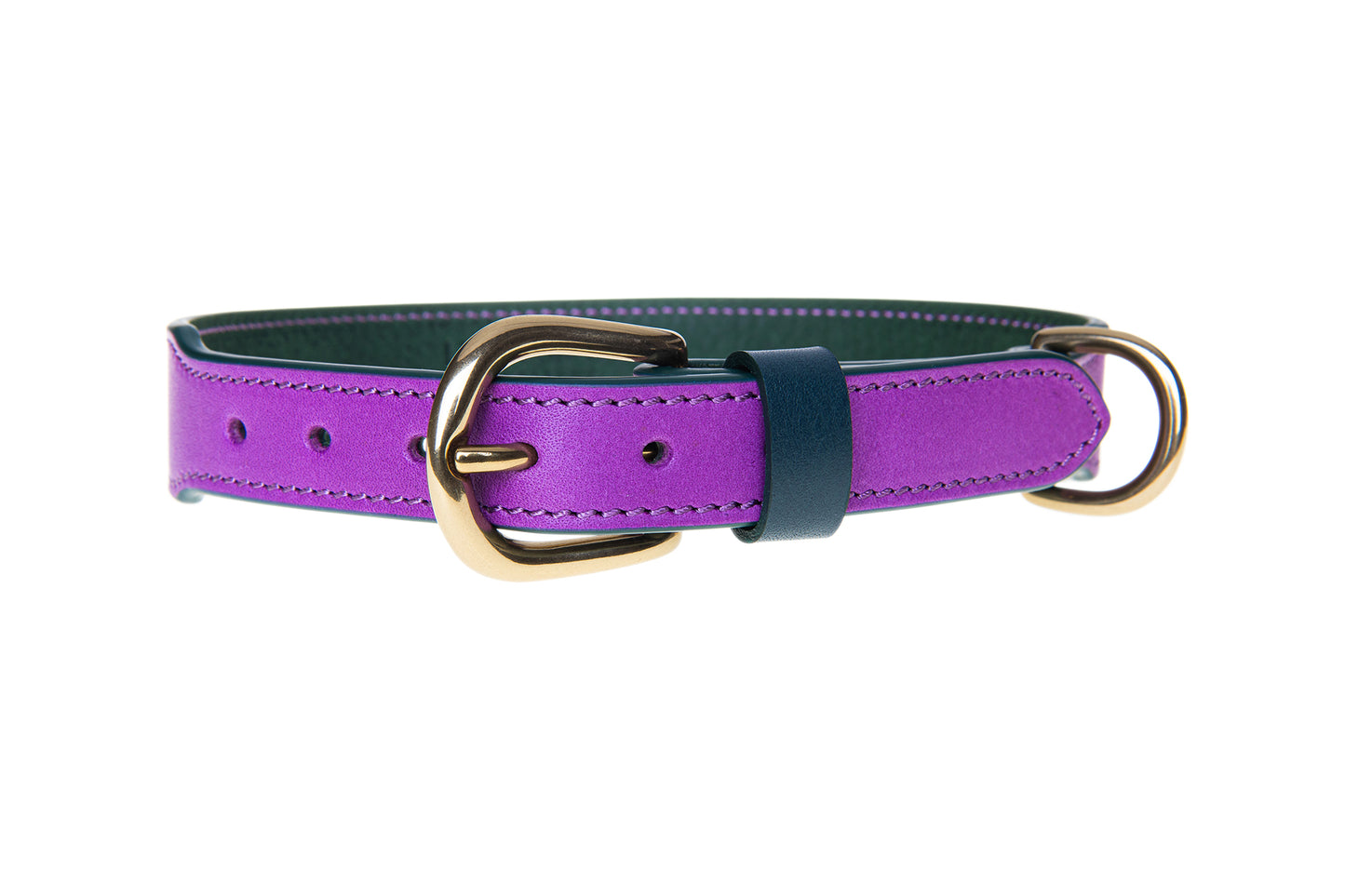 Italian Leather Dog Collar Purple