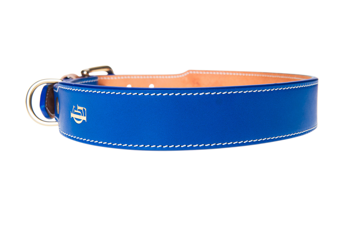 Italian Leather Dog Collar Blue