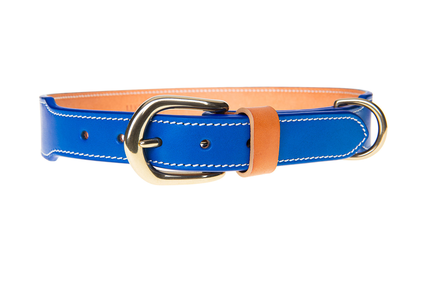 Italian Leather Dog Collar Blue